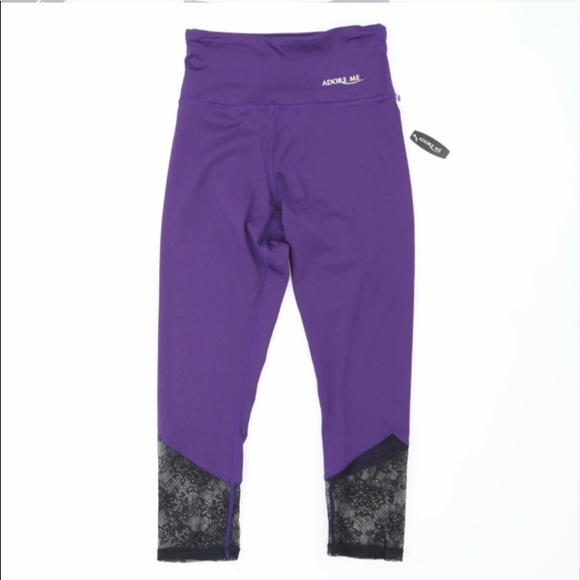Adore Me Pants - Adore Me | Purple & Black Lace Capris | Sz L